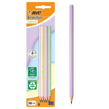 Artikelbild 15 für BIC EVOLUTION PASTEL Bleistifte HB 2x lila, grün, gelb, rosa, 5 St., Artikelnummer 385231