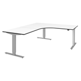 Artikelbild 1 für röhr Imperia elektrisch höhenverstellbarer Schreibtisch weiß fünfeckig, T-Fuß-Gestell silber 180,0/200,0 x 80,0 cm, Artikelnummer 752797