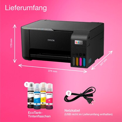 Artikelbild 5 für AKTION: EPSON EcoTank ET-2860 3 in 1 Tintenstrahl-Multifunktionsdrucker schwarz mit 40 Euro CashBack, Artikelnummer 241509