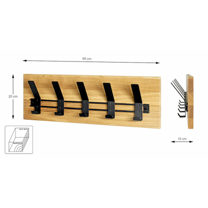 Artikelbild 2 für HAKU Möbel Wandgarderobe 54336 eiche Holz 5 Haken 60,0 x 20,0 cm, Artikelnummer 340418