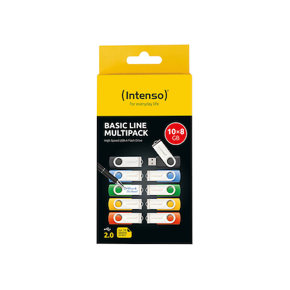 Artikelbild für 10 Intenso USB-Sticks Basic Line blau, gelb, grün, orange, schwarz 8 GB, Artikelnummer 453468