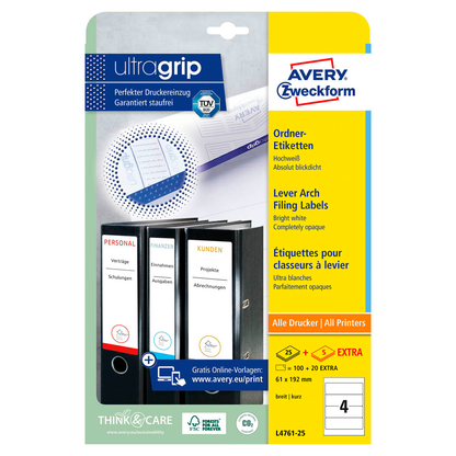 Artikelbild 2 für 400 AVERY Zweckform Ordneretiketten L4761-100 weiß, Artikelnummer 220095