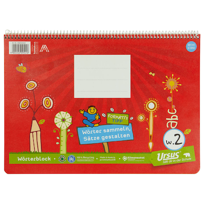 Artikelbild 2 für Ursus Schulheft Formati Wörterblock Lineatur W2 liniert DIN A4 quer Rand rundum, 20 Blatt, Artikelnummer 800237