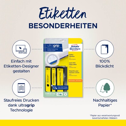 Artikelbild 8 für 60 AVERY Zweckform Ordneretiketten L4755-20 gelb, Artikelnummer 479360