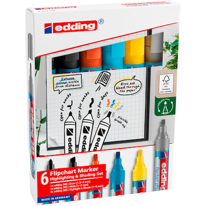 Artikelbild 3 für edding 385/380/383 Flipchart-Marker farbsortiert 1,0 - 5,0 mm, 6 St., Artikelnummer 530513