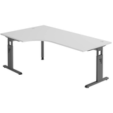 Artikelbild 1 für HAMMERBACHER OS 82 höhenverstellbarer Schreibtisch lichtgrau L-Form, C-Fuß-Gestell grau 200,0 x 80,0/120,0 cm, Artikelnummer 443354