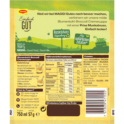 Artikelbild 3 für Maggi® milde Blumenkohl-Broccoli Cremesuppe 12x 3 Portionen, Artikelnummer 612919