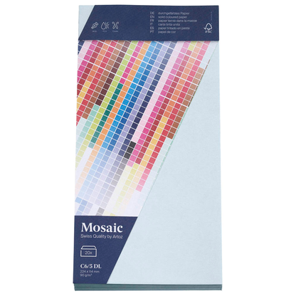 Artikelbild 3 für artoz Briefumschläge Mosaic DIN lang ohne Fenster hellblau haftklebend 20 St., Artikelnummer 959379