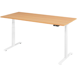 Artikelbild 1 für BaseLite elektrisch höhenverstellbarer Schreibtisch buche rechteckig, T-Fuß-Gestell weiß 180,0 x 80,0 cm, Artikelnummer 271076