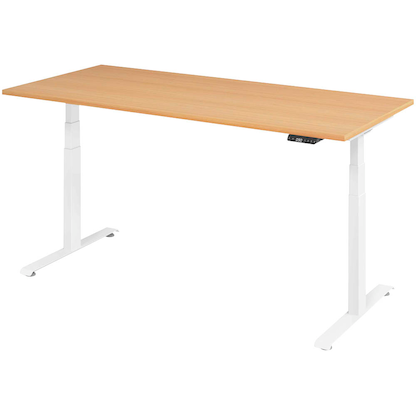 Artikelbild 15 für BaseLite elektrisch höhenverstellbarer Schreibtisch buche rechteckig, T-Fuß-Gestell weiß 180,0 x 80,0 cm, Artikelnummer 271076