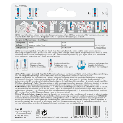 Artikelbild 2 für tesa Powerstripes Klebenägel für max. 2,0 kg 4,5 x 6,4 cm, 2 St., Artikelnummer 187084