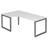 Artikelbild 1 für HAMMERBACHER Unni SE1 höhenverstellbarer Schreibtisch weiß L-Form, Kufen-Gestell grau 200,0 x 120,0 cm, Artikelnummer 644455