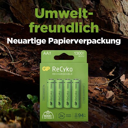 Artikelbild 7 für 4 GP Akkus ReCyko+ Mignon AA 1.300 mAh, Artikelnummer 290211