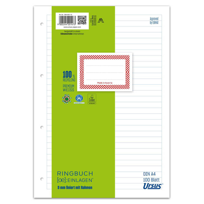 Artikelbild 1 für Ursus Ringbucheinlagen OE A4 liniert, 100 Blätter, Artikelnummer 883217