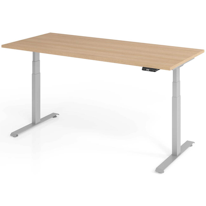 Artikelbild für BaseLite elektrisch höhenverstellbarer Schreibtisch eiche rechteckig, T-Fuß-Gestell silber 180,0 x 80,0 cm, Artikelnummer 271068
