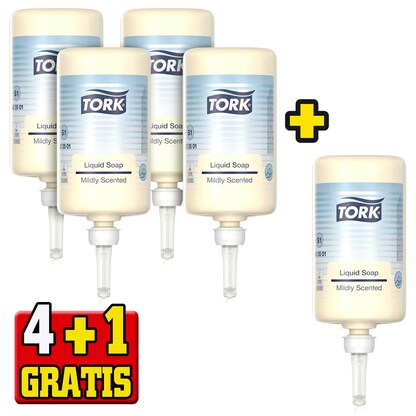 Artikelbild 21 für 4 + 1 GRATIS: TORK Premium Mild Flüssigseife 4x 1,0 l + GRATIS 1 St., Artikelnummer 714511