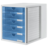 Artikelbild 1 für HAN Schubladenbox blau-transparent 1450-64, DIN A4 mit 5 Schubladen, Artikelnummer 748321