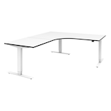 Artikelbild 1 für röhr Imperia elektrisch höhenverstellbarer Schreibtisch weiß fünfeckig, T-Fuß-Gestell weiß 180,0/200,0 x 80,0/200,0 cm, Artikelnummer 752871