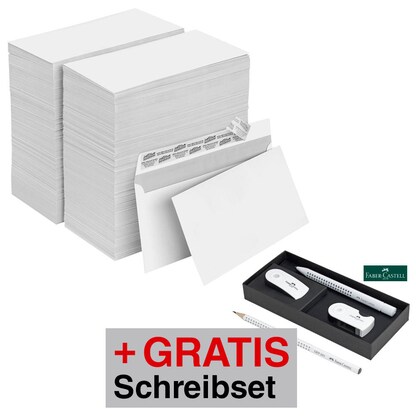 Artikelbild 16 für AKTION: office discount Briefumschläge DIN lang ohne Fenster weiß haftklebend 2x 500 St. + GRATIS FABER-CASTELL-Set 