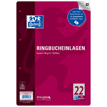 Artikelbild 4 für OXFORD Ringbucheinlage A4 kariert, 50 Blätter, Artikelnummer 298608