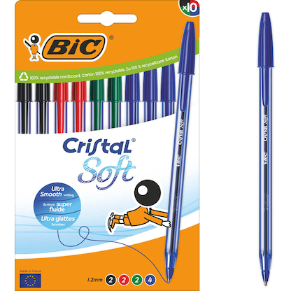 Artikelbild 4 für BIC Kugelschreiber Cristal Soft transparent, Schreibfarbe: farbsortiert, 10 St., Artikelnummer 385217