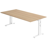 Artikelbild 1 für HAMMERBACHER OS 2E höhenverstellbarer Schreibtisch eiche rechteckig, C-Fuß-Gestell weiß 200,0 x 100,0 cm, Artikelnummer 657991
