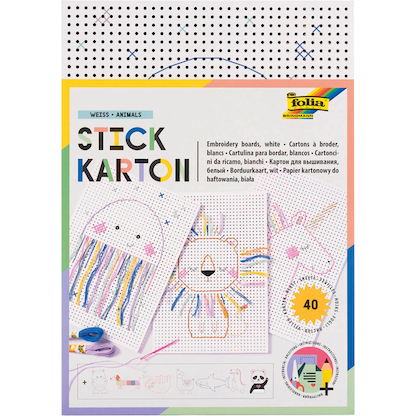 Artikelbild 10 für folia Stickbild Stickkarton Animal weiß, Artikelnummer 287506