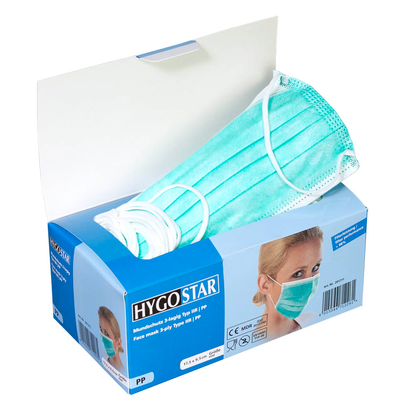 Artikelbild 2 für HYGOSTAR medizinischer Mundschutz DIN EN 14683 Typ II R, 50 St., Artikelnummer 500359