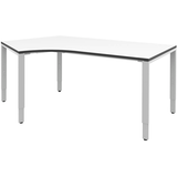 Artikelbild 1 für röhr Imperia höhenverstellbarer Schreibtisch weiß Bogenform, 4-Fuß-Gestell silber 217,0 x 114,0 cm, Artikelnummer 753154