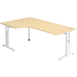Artikelbild 1 für HAMMERBACHER OS 82 höhenverstellbarer Schreibtisch ahorn L-Form, C-Fuß-Gestell weiß 200,0 x 80,0/120,0 cm, Artikelnummer 657609