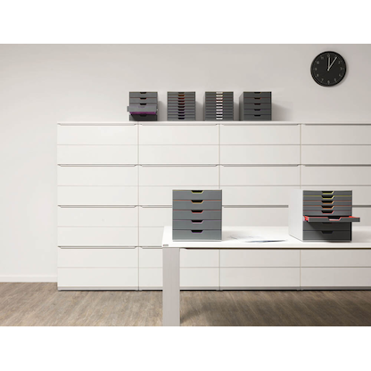 Artikelbild 10 für DURABLE Schubladenbox VARICOLOR® dunkelgrau mit bunten Farblinien 761027, DIN A4 mit 10 Schubladen, Artikelnummer 113993
