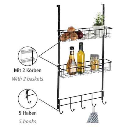 Artikelbild 3 für WENKO Türregal schwarz 39,0 x 10,0 x 75,0 cm, Artikelnummer 531527
