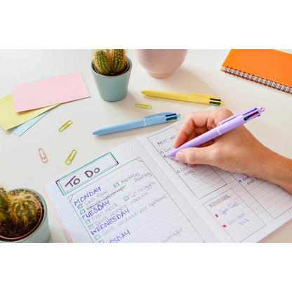 Artikelbild 7 für BIC 4-Farben-Kugelschreiber PASTEL pastellgelb, pastellrosa, pastellblau, Schreibfarbe: schwarz, blau, grün, rot, 1 St., Artikelnummer 385227