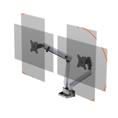 Artikelbild 4 für DURABLE Monitor-Halterung SELECT PLUS 509723 silber für 2 Monitore, Tischklemme, Tischbohrung, Artikelnummer 888352