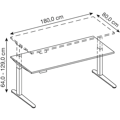 Artikelbild 3 für HAMMERBACHER XDKB19 elektrisch höhenverstellbarer Schreibtisch ahorn rechteckig, C-Fuß-Gestell silber 180,0 x 80,0 cm, Artikelnummer 838173