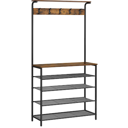 Artikelbild 16 für VASAGLE Garderobenbank mit Haken und Schuhrost HSR408B01 braun, schwarz Metall 80,0 cm, Artikelnummer 438547