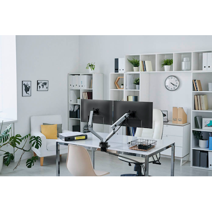 Artikelbild 7 für DURABLE Monitor-Halterung SELECT PLUS 509723 silber für 2 Monitore, Tischklemme, Tischbohrung, Artikelnummer 888352