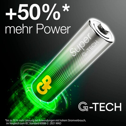 Artikelbild 5 für 6 + 4 GRATIS: 6 GP Batterien SUPER Mignon AA 1,5 V + GRATIS 4 St., Artikelnummer 296059