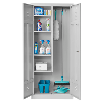 Artikelbild 5 für Gürkan Putzmittelschrank 104527 lichtgrau 80,0 x 50,0 x 180,0 cm, aufgebaut, Artikelnummer 242762