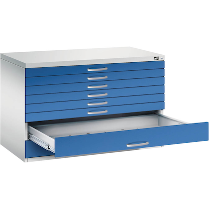 Artikelbild für CP 7100 Planschrank lichtgrau, enzianblau 8 Schubladen 110,0 x 76,5 x 76,0 cm, Artikelnummer 682486