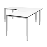 Artikelbild 1 für röhr Imperia höhenverstellbarer Schreibtisch weiß L-Form, 6-Fuß-Gestell silber 180,0 x 80,0/200,0 cm, Artikelnummer 752952