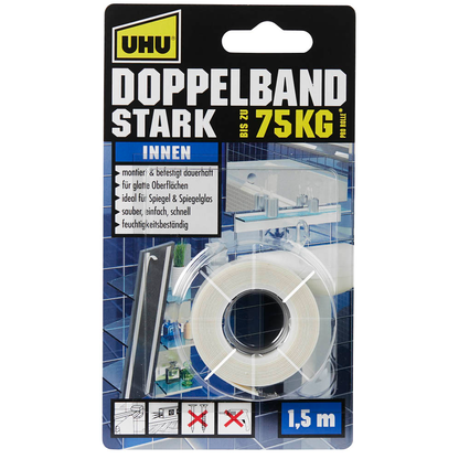 Artikelbild 2 für UHU STARK doppelseitiges Klebeband 19,0 mm x 1,5 m, 1 Rolle, Artikelnummer 212643