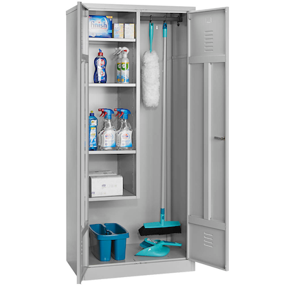 Artikelbild 3 für Gürkan Putzmittelschrank 104527 lichtgrau 80,0 x 50,0 x 180,0 cm, aufgebaut, Artikelnummer 242762