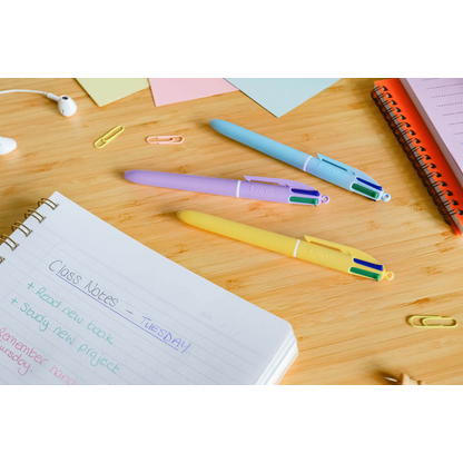 Artikelbild 10 für BIC 4-Farben-Kugelschreiber PASTEL pastellgelb, pastellrosa, pastellblau, Schreibfarbe: schwarz, blau, grün, rot, 1 St., Artikelnummer 385227