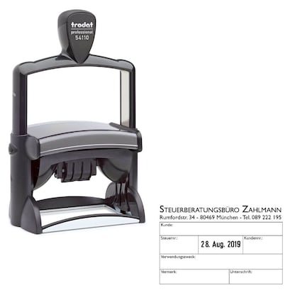 Artikelbild 23 für trodat Datumstempel mit Text individualisierbar 54110 selbstfärbend schwarz Logo möglich, 1 St., Artikelnummer 640621