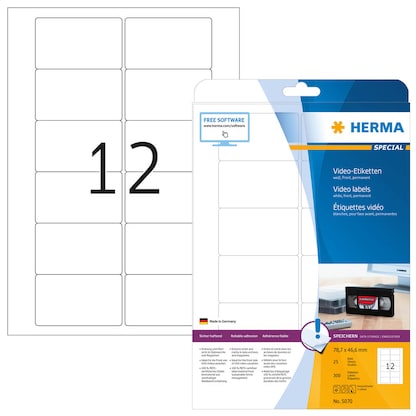 Artikelbild 17 für 300 HERMA Video-Etiketten 5070 weiß 78,7 x 46,6 mm, Artikelnummer 179788