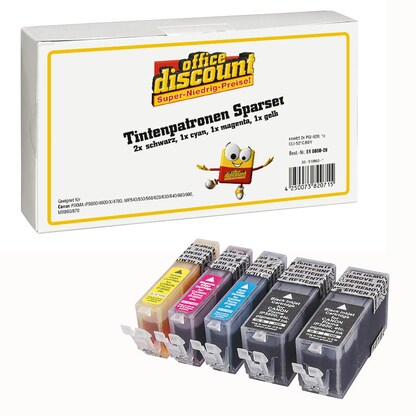 Artikelbild 17 für office discount schwarz, cyan, magenta, gelb Druckerpatronen kompatibel zu Canon 2x PGI-520, 1x CLI-521C/M/Y, 5er-Set, Artikelnummer 518860