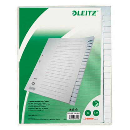 Artikelbild 2 für AKTION: LEITZ Ordnerregister 1220 DIN A4 Vollformat, Überbreite blanko grau 20-teilig, 5 Satz mit Prämie nach Registrierung, Artikelnummer 184721