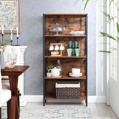 Artikelbild 3 für VASAGLE Bücherregal braun, schwarz 74,0 x 30,0 x 155,0 cm, Artikelnummer 290439