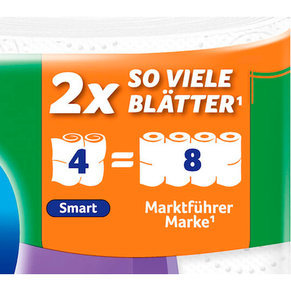 Artikelbild 2 für Zewa Toilettenpapier Smart 3-lagig, 4 Rollen, Artikelnummer 179222